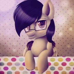 Size: 640x640 | Tagged: safe, artist:starchasesketches, artist:the_fading_pink_rose, oc, oc only, oc:boris, pegasus, pony, birthday gift, birthday gift art, blushing, glasses, grin, lights, male, smiling, solo