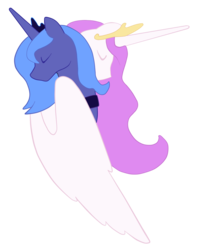 Size: 1102x1398 | Tagged: safe, artist:holymacintosh, princess celestia, princess luna, alicorn, pony, g4, bust, eyes closed, hug, pink-mane celestia, royal sisters, s1 luna, simple background, sisters, transparent background, vector, winghug