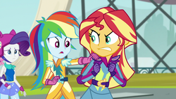 Size: 1920x1090 | Tagged: safe, screencap, rainbow dash, rarity, sunset shimmer, equestria girls, g4, my little pony equestria girls: friendship games, female