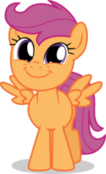 Size: 2694x4423 | Tagged: safe, artist:tomfraggle, scootaloo, pony, g4, cute, cutealoo, female, high res, simple background, smiling, solo, spread wings, transparent background, vector