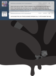 Size: 666x910 | Tagged: safe, artist:egophiliac, princess luna, the smooze, pony, moonstuck, g1, g4, cartographer's cap, female, filly, goop, grayscale, hat, marauder's mantle, minimalist, modern art, monochrome, sad, solo, tumblr, tumblr comic, tumblr crossover, woona, younger