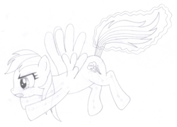 Size: 1940x1400 | Tagged: safe, artist:aafh, rainbow dash, pegasus, pony, g4, female, magic, monochrome, solo, traditional art