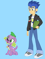 Size: 774x1032 | Tagged: safe, flash sentry, spike, dog, equestria girls, g4, artist think tmt, spike the dog