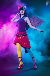 Size: 669x1004 | Tagged: safe, artist:shiera, twilight sparkle, human, equestria girls, g4, my little pony equestria girls: rainbow rocks, clothes, cosplay, costume, irl, irl human, photo, ponied up, solo