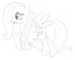 Size: 1580x1260 | Tagged: safe, artist:aafh, fluttershy, pony, g4, female, monochrome, solo, traditional art