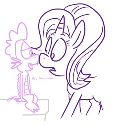 Size: 504x558 | Tagged: safe, artist:adorkabletwilightandfriends, edit, spike, starlight glimmer, dragon, pony, unicorn, g4, adorkable friends, alternate ending, bedroom eyes, boop, cute, dialogue, female, heavy breathing, lidded eyes, looking at each other, male, nickname, noseboop, open mouth, ship:sparlight, shipping, simple background, sitting, smiling, straight, white background