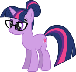 Size: 2840x2692 | Tagged: safe, artist:ra1nb0wk1tty, sci-twi, twilight sparkle, pony, unicorn, equestria girls, g4, alternate hairstyle, equestria girls ponified, female, glasses, high res, hilarious in hindsight, ponified, simple background, solo, unicorn sci-twi, white background, wingless
