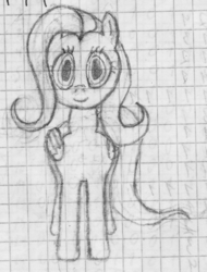 Size: 1292x1702 | Tagged: safe, artist:mfg637, fluttershy, pony, g4, female, lineart, lined paper, pencil drawing, solo, traditional art