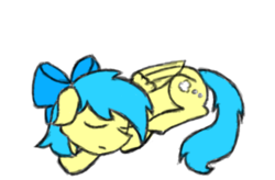 Size: 1309x860 | Tagged: artist needed, safe, oc, oc only, oc:annapone, pegasus, pony, female, simple background, sleeping, solo, white background