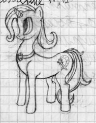 Size: 1322x1697 | Tagged: safe, artist:mfg637, trixie, pony, unicorn, g4, female, lineart, lined paper, mare, pencil drawing, solo, traditional art