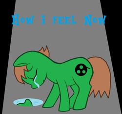 Size: 761x708 | Tagged: safe, oc, oc only, oc:ian, earth pony, pony, crying, earth pony oc, eyes closed, ms paint, puddle, reflection, sad, solo