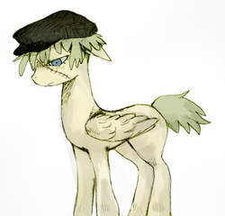 Size: 450x432 | Tagged: safe, artist:meer, oc, oc only, oc:reed stalk, pegasus, pony, hat, scar, simple background, solo, white background