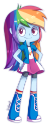 Size: 400x993 | Tagged: safe, artist:lizbeat, rainbow dash, equestria girls, g4, arms, boots, clothes, compression shorts, cute, female, hand on hip, legs, shorts, simple background, skirt, socks, solo, transparent background