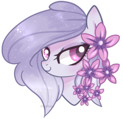 Size: 1364x1317 | Tagged: safe, artist:misspinka, oc, oc only, oc:evelyn e'scent, earth pony, pony, bust, female, flower, mare, portrait, simple background, solo, transparent background