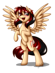 Size: 1120x1500 | Tagged: safe, artist:jack-pie, oc, oc only, oc:jack pie, pegasus, pony, cute, female, mare, ocbetes, open mouth, rearing, simple background, smiling, solo, spread wings, transparent background