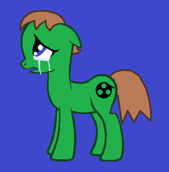 Size: 518x528 | Tagged: safe, oc, oc only, oc:ian, earth pony, pony, blue background, crying, depression, simple background, solo