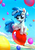 Size: 1901x2749 | Tagged: safe, artist:imalou, party favor, pony, unicorn, g4, balloon, balloon riding, cute, favorbetes, floating, flying, male, scenery, solo, stallion, that pony sure does love balloons