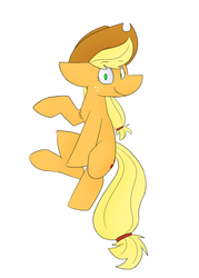Size: 1280x1792 | Tagged: safe, artist:heir-of-rick, applejack, earth pony, pony, daily apple pony, g4, chest fluff, female, floppy ears, looking at you, simple background, smiling, solo, style emulation, white background