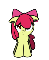 Size: 937x1129 | Tagged: safe, artist:neuro, apple bloom, earth pony, pony, g4, adorabloom, bow, colored pupils, cute, female, filly, floppy ears, hair bow, looking up, sad, simple background, solo, transparent background