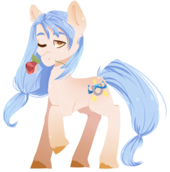 Size: 600x610 | Tagged: safe, artist:xaika, oc, oc only, earth pony, pony, flower, male, rose, simple background, solo, stallion, transparent background