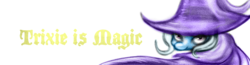 Size: 1080x280 | Tagged: safe, artist:fauxsquared, trixie, pony, unicorn, trixie is magic, g4, cape, clothes, female, hat, simple background, solo, text, trixie's cape, trixie's hat, white background