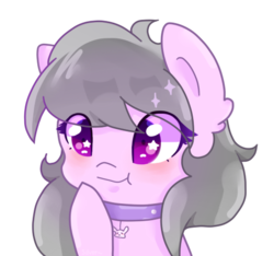 Size: 495x464 | Tagged: safe, artist:silvah-chan, oc, oc only, oc:sweet tune, pony, collar, simple background, solo, starry eyes, transparent background, wingding eyes