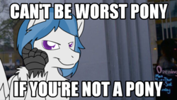 Size: 702x395 | Tagged: safe, artist:rainbow-smashed, oc, oc only, oc:delta dart, hippogriff, colored pupils, looking at you, male, meme, not worst pony, roll safe, solo, talons