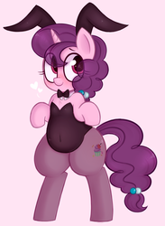 Size: 1000x1363 | Tagged: safe, artist:toroitimu, sugar belle, pony, unicorn, g4, adorasexy, belly button, bipedal, blushing, bunny suit, chest fluff, chubby, clothes, cute, female, heart, mare, playboy bunny, sexy, solo