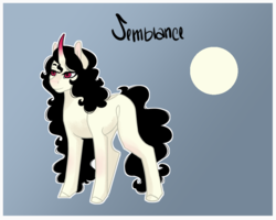 Size: 900x720 | Tagged: safe, artist:cloudberri, oc, oc only, oc:semblance, pony, unicorn, curved horn, female, horn, mare, offspring, parent:king sombra, parent:pinkie pie, parents:sombrapie, reference sheet, solo