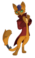 Size: 548x904 | Tagged: safe, artist:ah96, capper dapperpaws, abyssinian, cat, anthro, digitigrade anthro, g4, my little pony: the movie, barefoot, chest fluff, clothes, coat, feet, male, paws, simple background, solo, white background