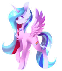 Size: 2569x2929 | Tagged: safe, artist:huirou, oc, oc only, oc:rainbow diamond, alicorn, pony, female, high res, mare, simple background, solo, transparent background