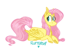 Size: 800x600 | Tagged: safe, artist:scoobert-doobert, fluttershy, pony, g4, female, looking away, looking sideways, prone, simple background, solo, transparent background, unshorn fetlocks