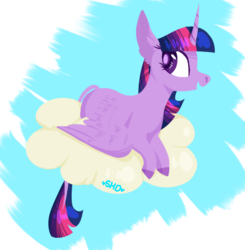 Size: 482x491 | Tagged: safe, artist:scoobert-doobert, twilight sparkle, alicorn, pony, g4, cloud, female, on a cloud, solo, twilight sparkle (alicorn)