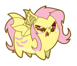 Size: 600x510 | Tagged: safe, artist:coggler, artist:frog&cog, artist:gopherfrog, fluttershy, bat pony, pony, g4, blushing, chubbie, female, flutterbat, race swap, simple background, solo, transparent background