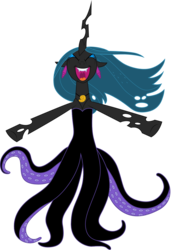 Size: 1001x1456 | Tagged: safe, artist:cloudy glow, queen chrysalis, cecaelia, g4, clothes, clothes swap, cosplay, costume, disney, female, simple background, solo, the little mermaid, transparent background, ursula