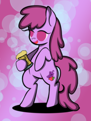 Size: 3000x4000 | Tagged: safe, artist:miragepotato, berry punch, berryshine, earth pony, pony, g4, bipedal, cider, female, solo