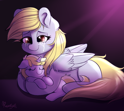 Size: 958x857 | Tagged: safe, artist:confetticakez, derpy hooves, dinky hooves, pegasus, pony, unicorn, g4, crying, cute, derpabetes, dinkabetes, duo, equestria's best mother, eyes closed, hug, missing cutie mark, mother and daughter, sleeping, smiling, tears of joy
