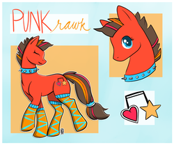 Size: 1024x853 | Tagged: safe, artist:styxlady, oc, oc only, oc:punk rawk, pony, clothes, collar, eyes closed, reference sheet, socks, solo