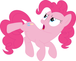 Size: 3571x2877 | Tagged: safe, artist:porygon2z, pinkie pie, earth pony, pony, g4, female, high res, kicking, looking back, looking up, mare, open mouth, simple background, solo, transparent background, vector