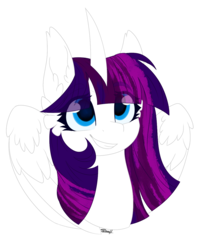 Size: 1022x1270 | Tagged: safe, artist:cloud-drawings, oc, oc only, oc:twily star, alicorn, pony, alicorn oc, bust, female, gift art, mare, simple background, smiling, solo