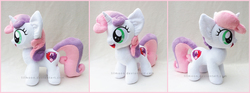 Size: 1990x743 | Tagged: safe, artist:lilmoon, sweetie belle, pony, g4, irl, photo, plushie, smiling, solo
