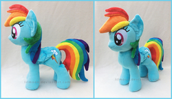 Size: 1289x742 | Tagged: safe, artist:lilmoon, rainbow dash, pony, g4, irl, photo, plushie, smiling, solo