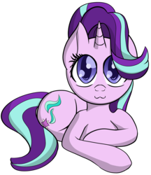 Size: 2674x3099 | Tagged: safe, artist:datapony, starlight glimmer, pony, unicorn, g4, :3, colored pupils, female, high res, looking at you, prone, simple background, solo, transparent background