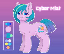 Size: 4200x3600 | Tagged: safe, artist:fawness, oc, oc only, oc:cyber mist, pony, aesthetics, female, high res, reference sheet, solo, vaporwave