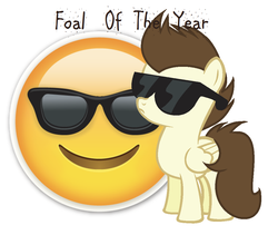 Size: 1042x880 | Tagged: safe, artist:shera5, pound cake, pony, g4, cute, emoji, foal of the year, like a boss, male, next generation, older, simple background, solo, sunglasses, sunglasses emoji, white background