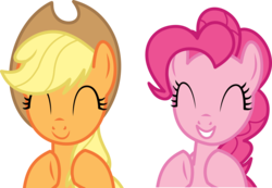 Size: 13252x9159 | Tagged: safe, artist:cyanlightning, applejack, pinkie pie, pony, gauntlet of fire, .svg available, absurd resolution, eyes closed, female, mare, simple background, smiling, transparent background, vector