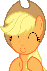 Size: 1606x2437 | Tagged: safe, artist:cyanlightning, applejack, earth pony, pony, g4, gauntlet of fire, animated, clapping, clapping ponies, cute, eyes closed, female, gif, jackabetes, mare, simple background, smiling, solo, transparent background, vector