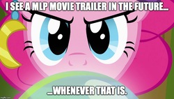 Size: 880x500 | Tagged: safe, edit, edited screencap, screencap, pinkie pie, earth pony, pony, g4, it's about time, my little pony: the movie, female, image macro, madame pinkie, meme, meta, solo