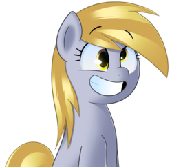 Size: 1650x1600 | Tagged: safe, artist:sykobelle, derpy hooves, pegasus, pony, g4, female, grin, simple background, smiling, solo, transparent background, wingless