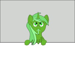 Size: 757x581 | Tagged: safe, artist:planetkiller, oc, oc only, oc:upvote, pony, animated, bust, chest fluff, cute, derpibooru ponified, gif, looking up, meta, ocbetes, ponified, simple background, solo